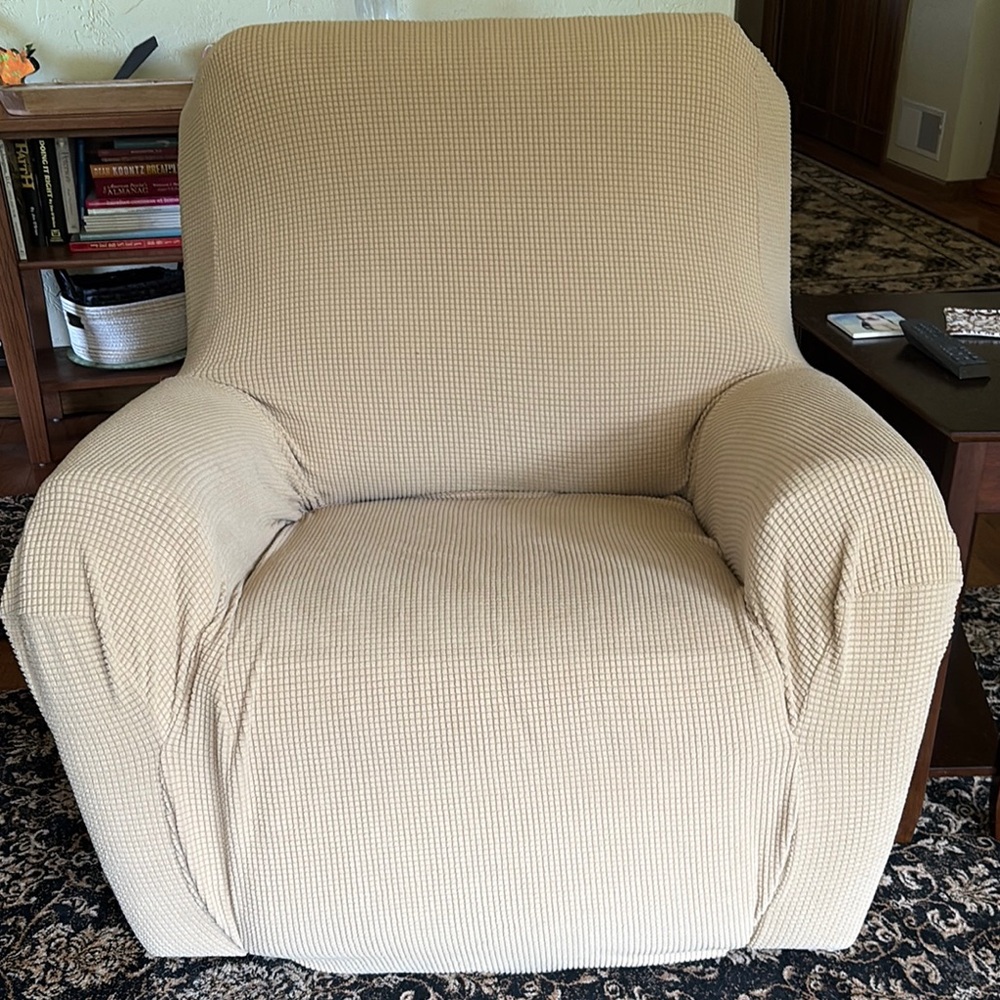 Oversized stretch Beige Recliner Slipcover